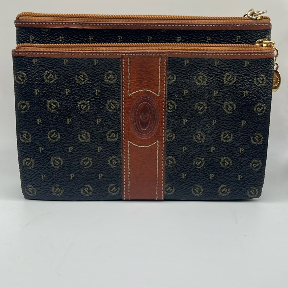 Pollini Brown with Gold Wallets. Detachable to 3 Individual Wallets.